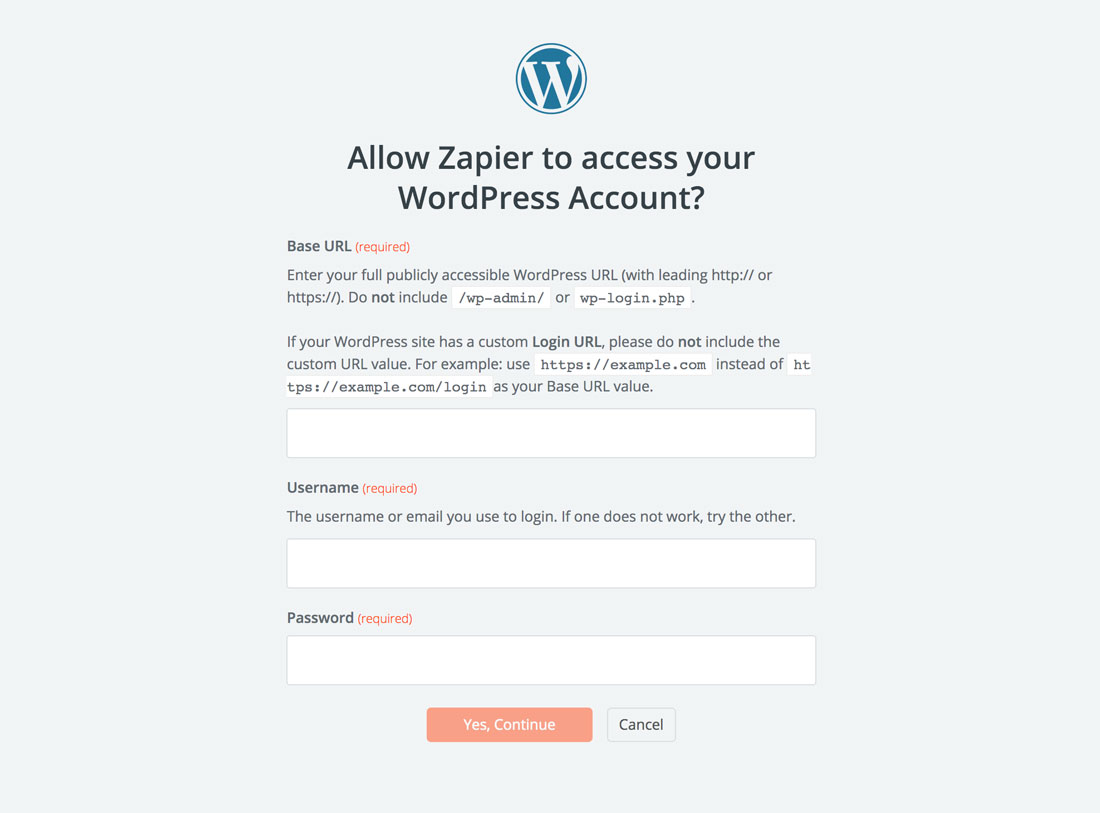 Connetti il sito WordPress a Zapier