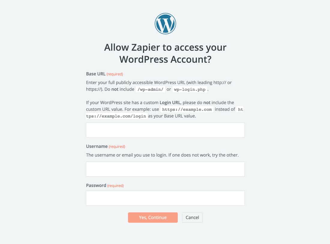 Connetti il sito WordPress a Zapier