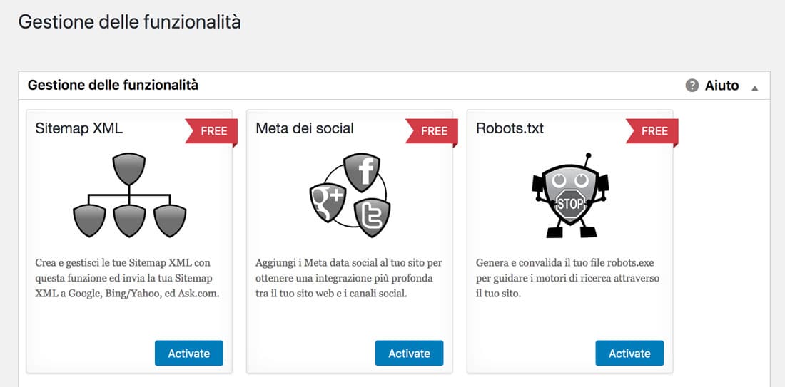 La funzione Sitemap in All in One SEO Pack.