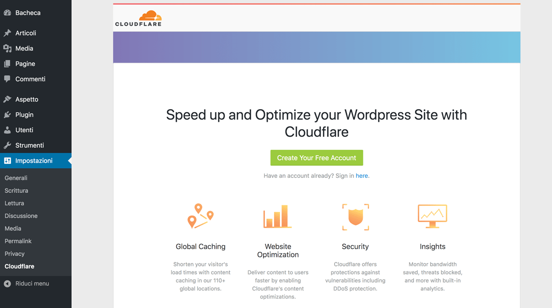 Accedi A CloudFlare