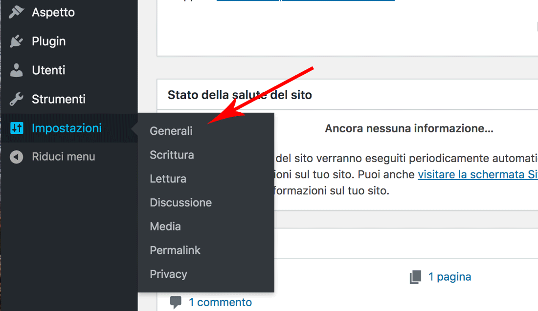 Impostazioni generali WordPress