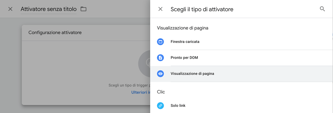 Impostazione di un trigger di Visualizzazioni pagina