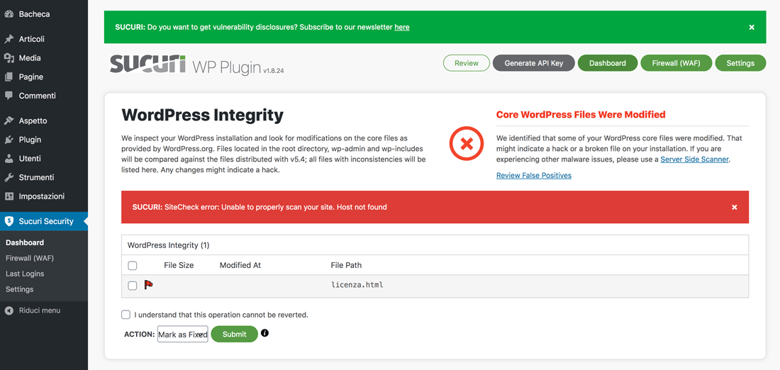 Il plugin Sucuri Security per WordPress