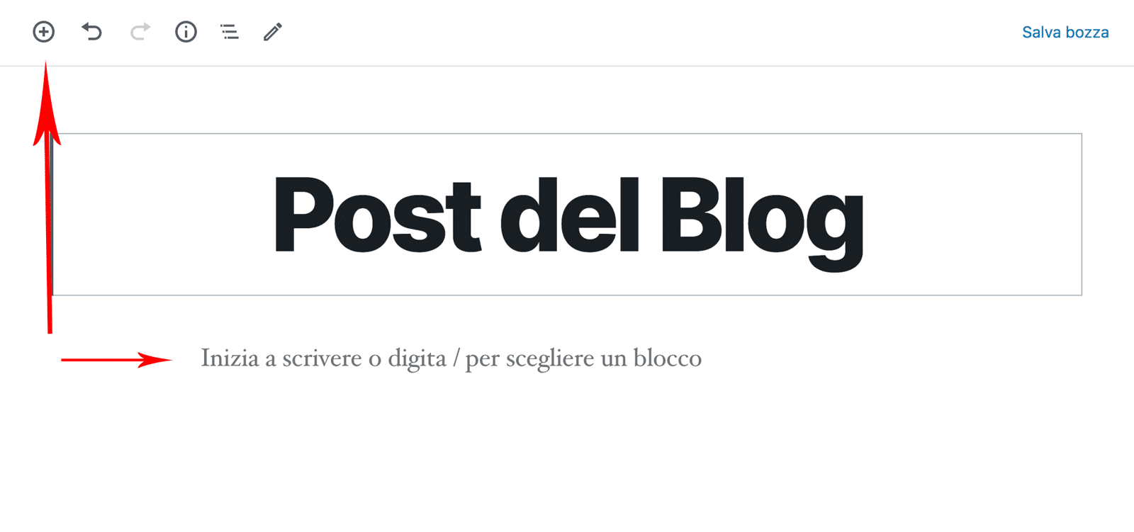 inizia a scrivere su un blocco