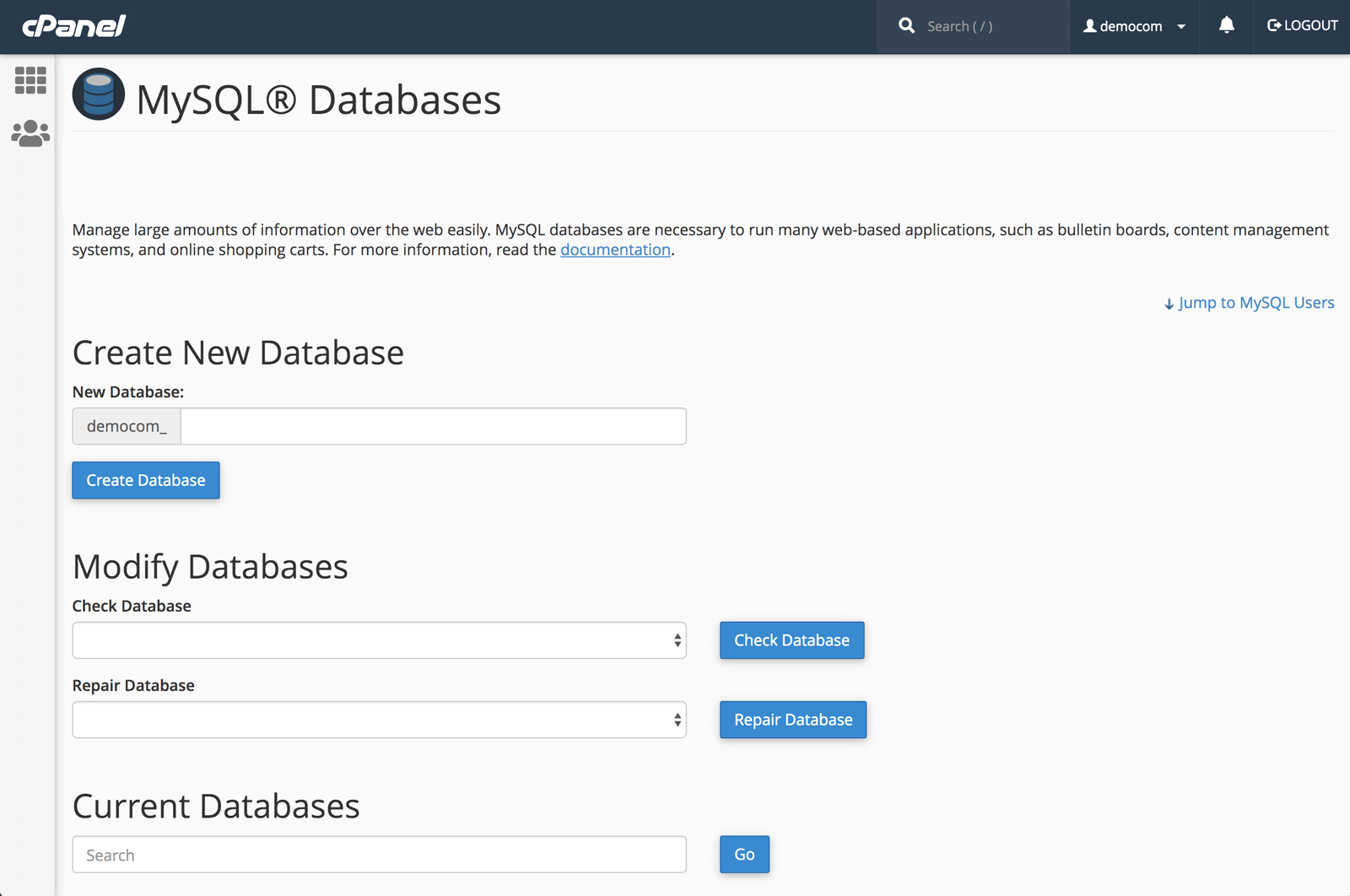 Crea nuovo databese