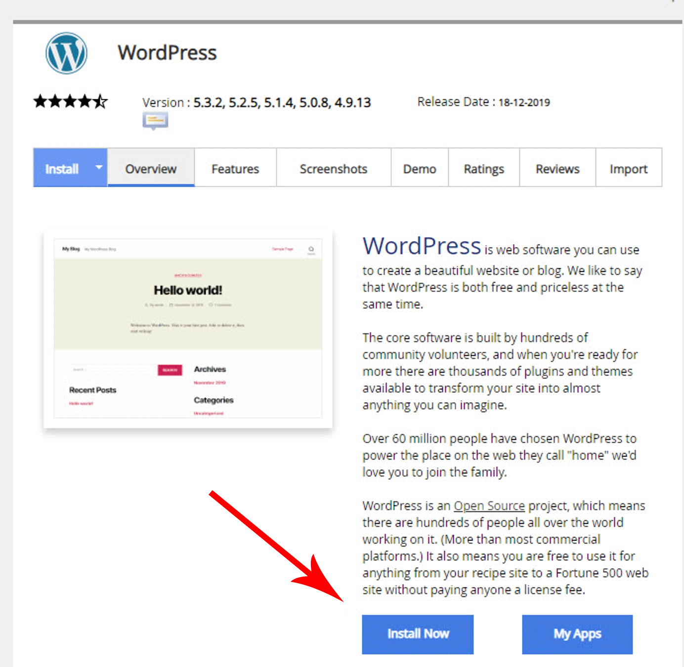 installazione di wordpress su cPanel