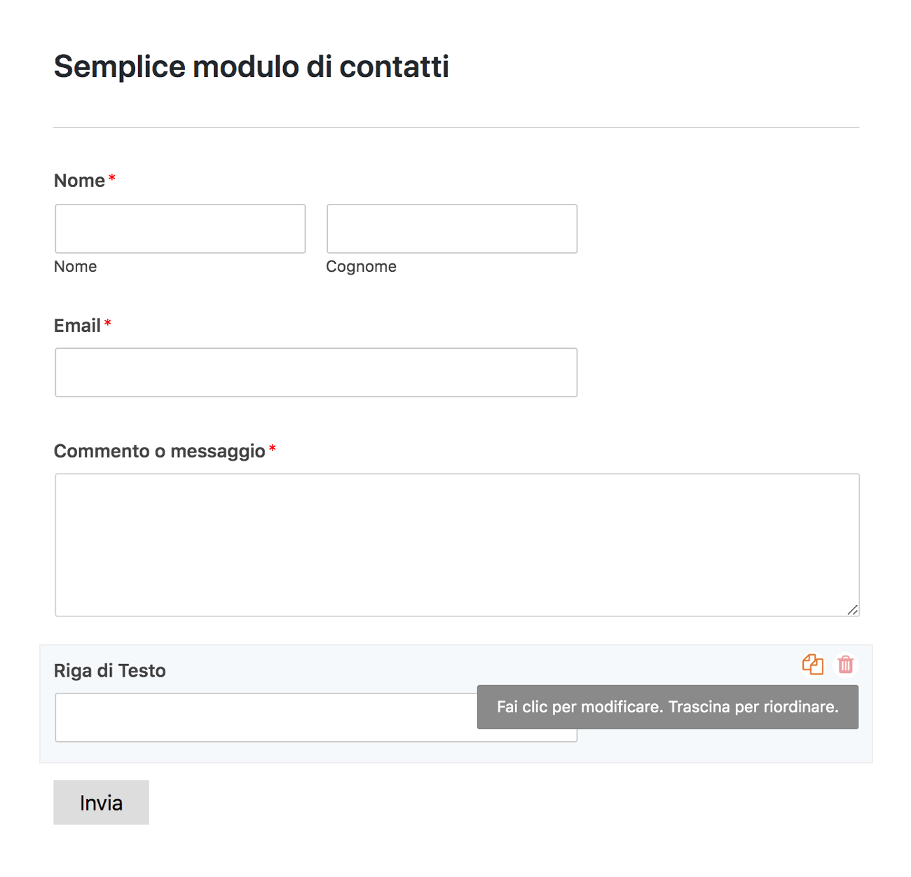 Aggiungi un campo al modulo