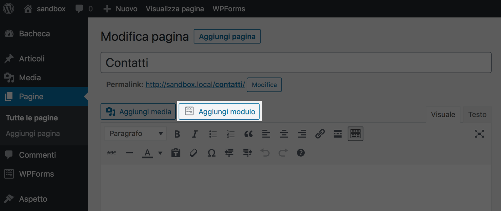 Il pulsante aggiungi nuovo modulo di WPForms