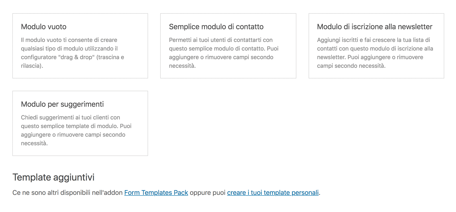 I modelli di modulo di WPForms Lite