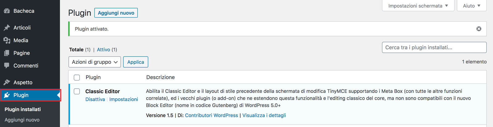 Gestione dei plugin di WordPress