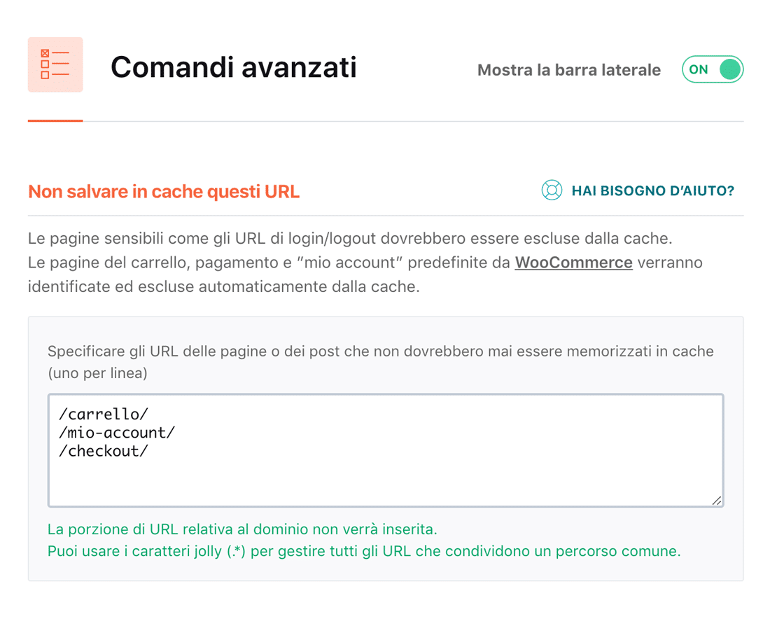 I comandi avanzati