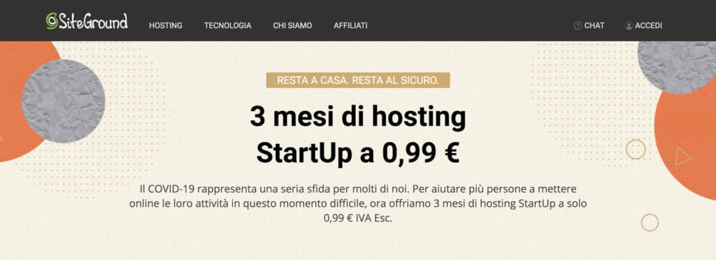 L'hosting web Siteground per aprire un nuovo blog con WordPress