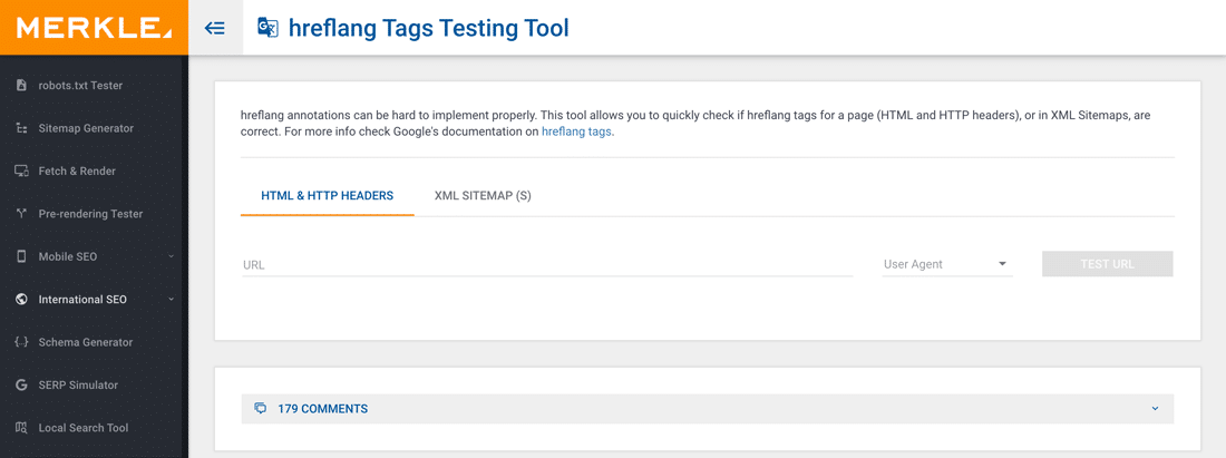 Strumento di test dei tag hreflang MERKLE