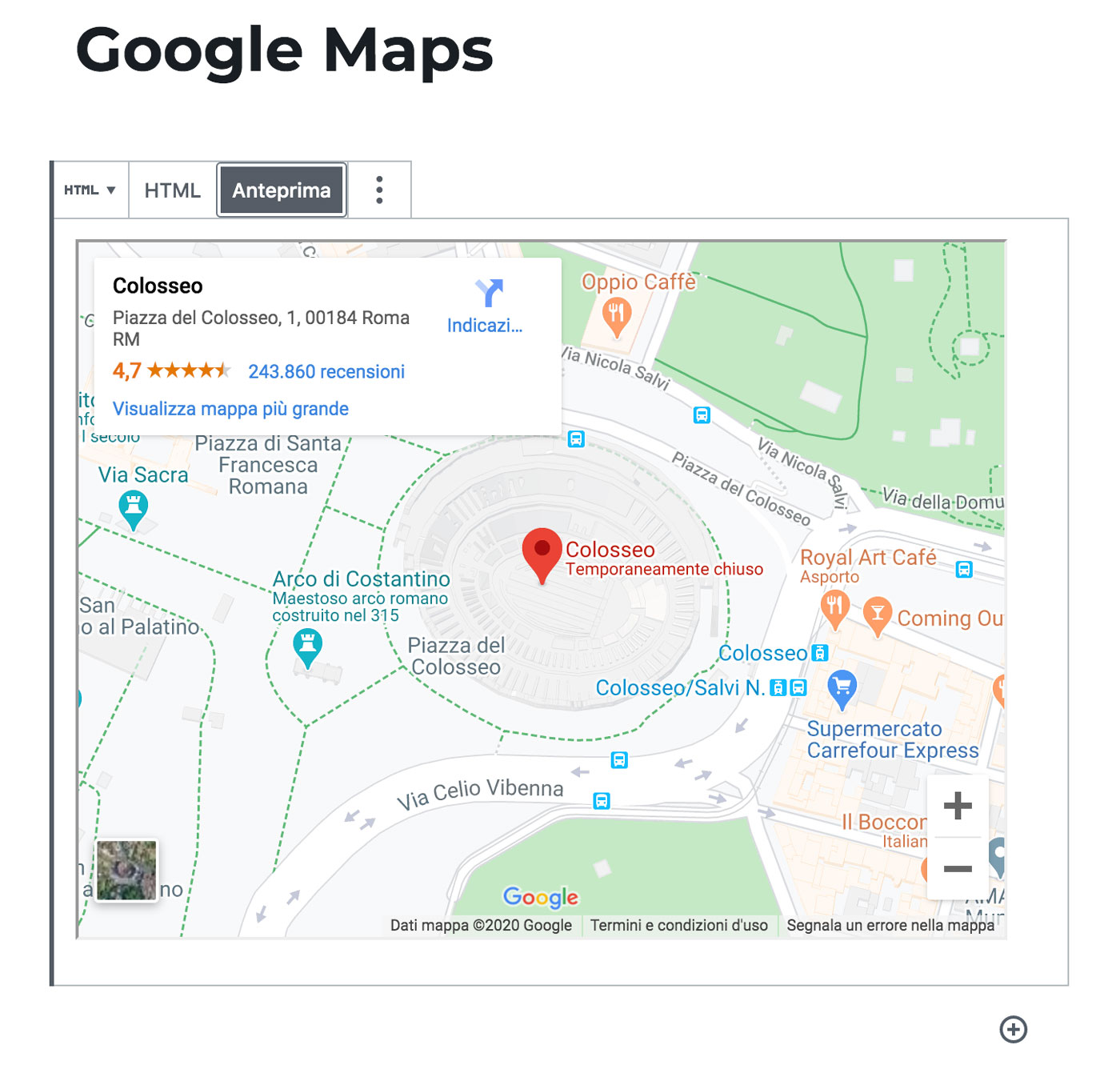 integrare una mappa google su wordpress