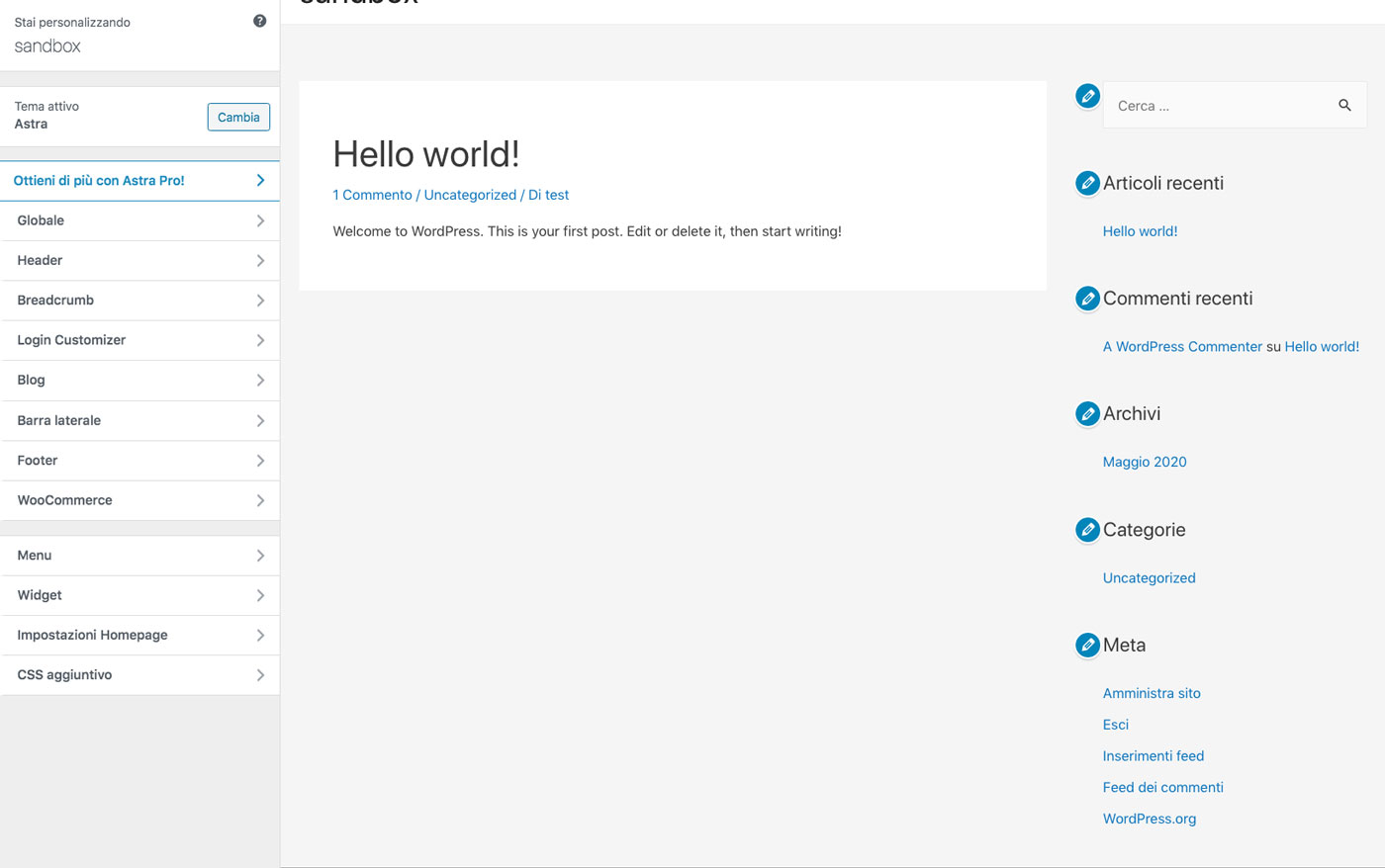 Come creare un sito web: il customizer di WordPress