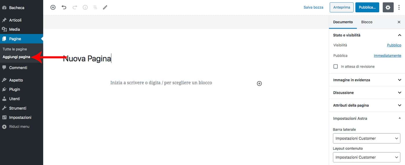 Come creare un sito web: aggiungi una nuova pagina web a WordPress