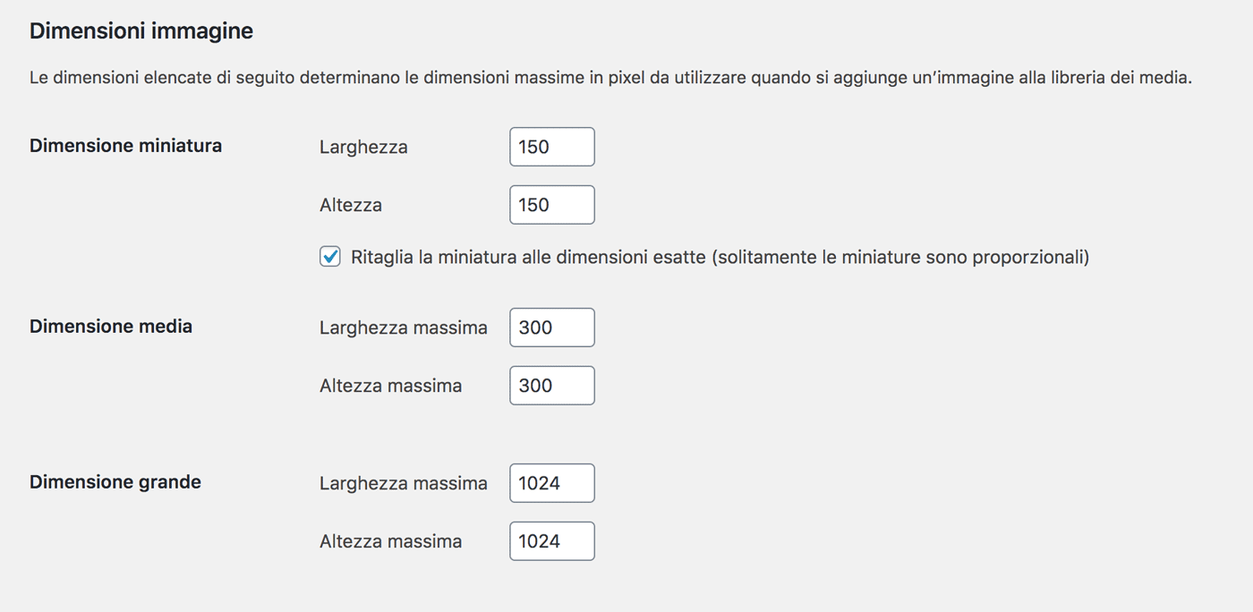 Ridimensionare le immagini WordPress