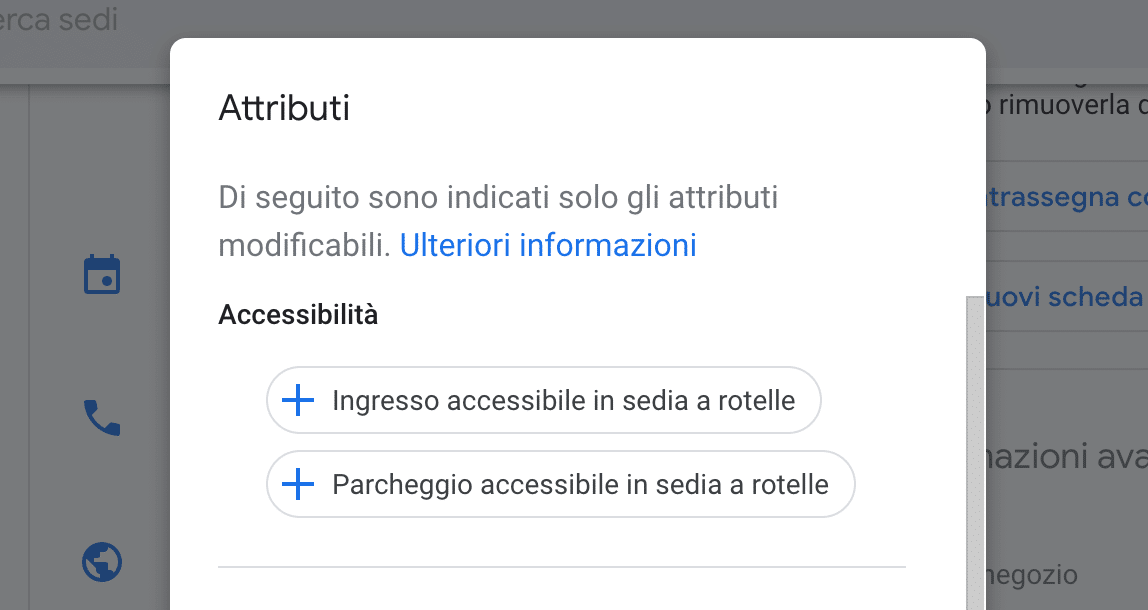 Attributi scheda Google My Business
