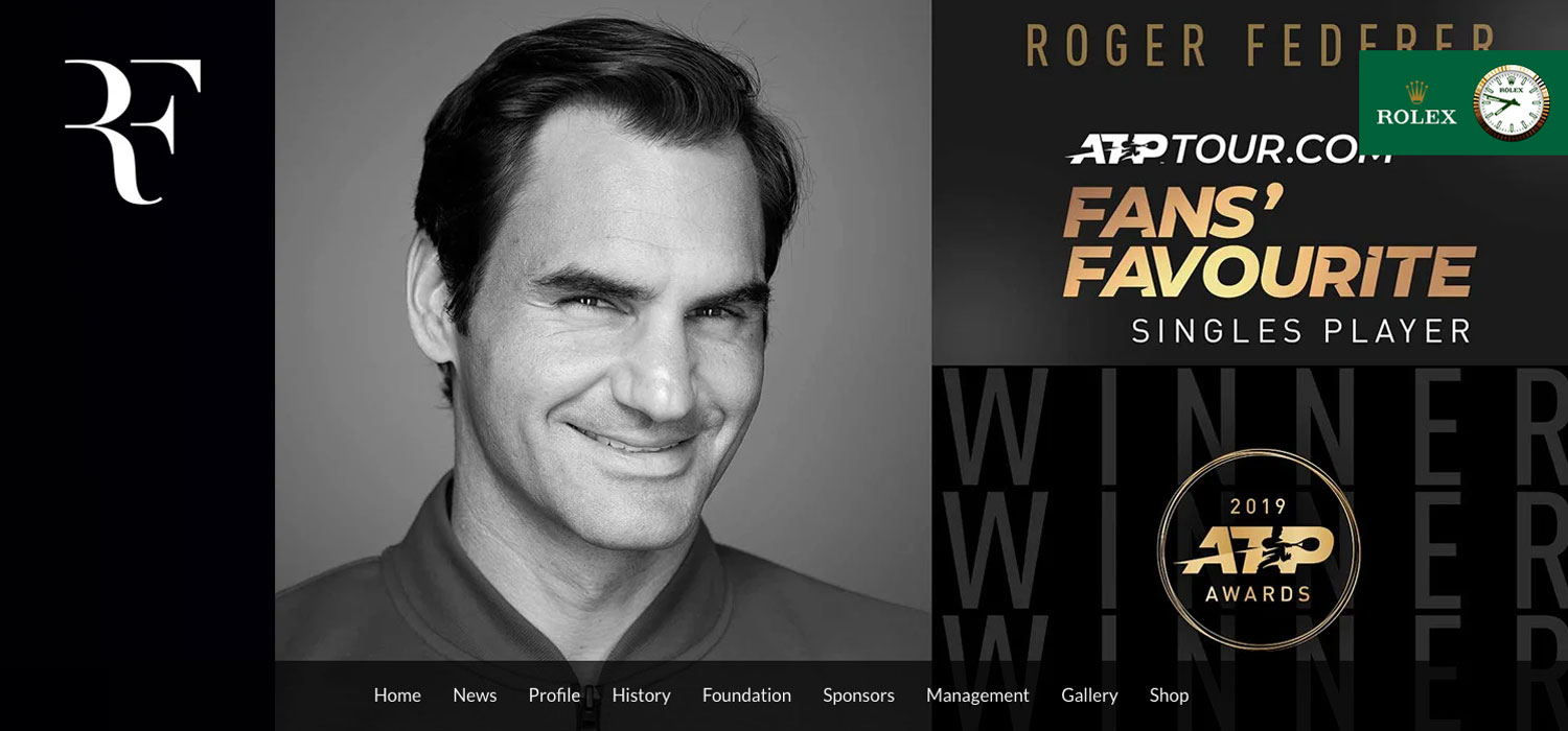 Il sito web di Roger Federer su Joomla