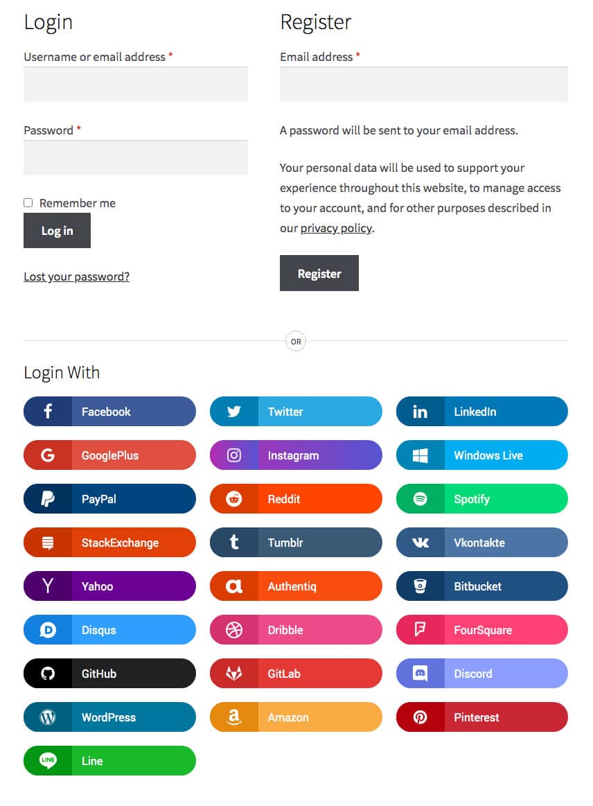 plugin di login social woosocial wordpress