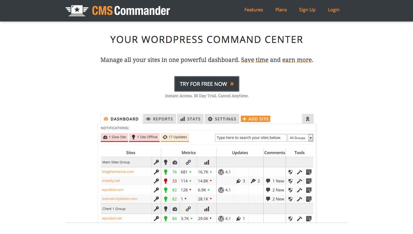 gestire più siti web WordPress: cms commander