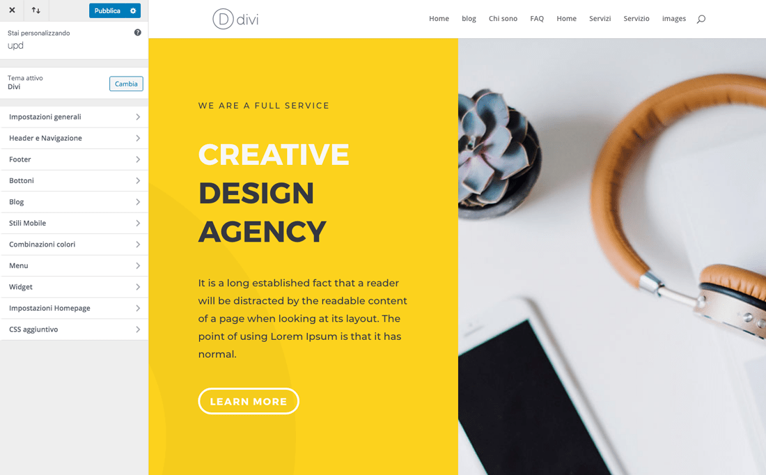 Personalizzatore temi Divi WordPress