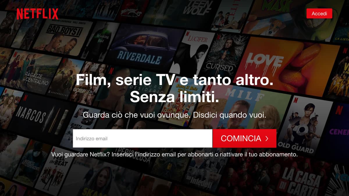 La Call to action di Prova gratuita Netflix