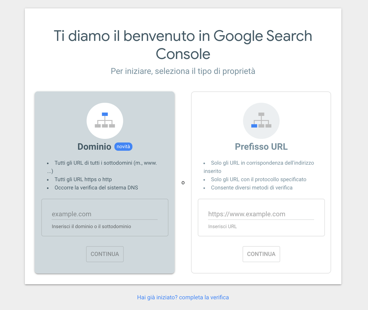 Il login di Google Search Console