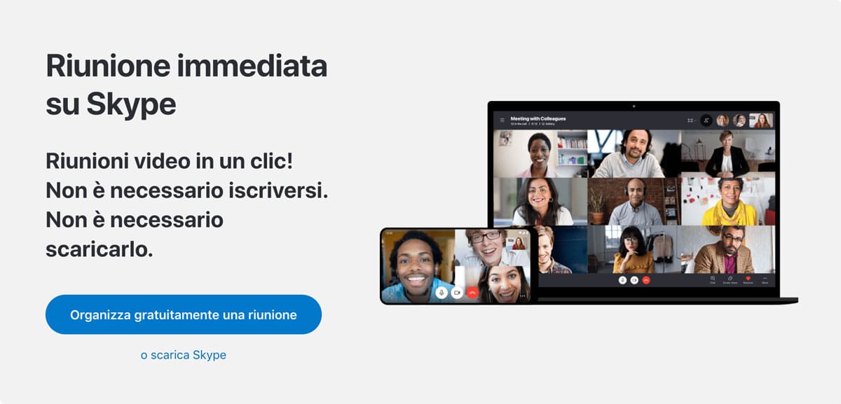 Una call to action informativa di skype