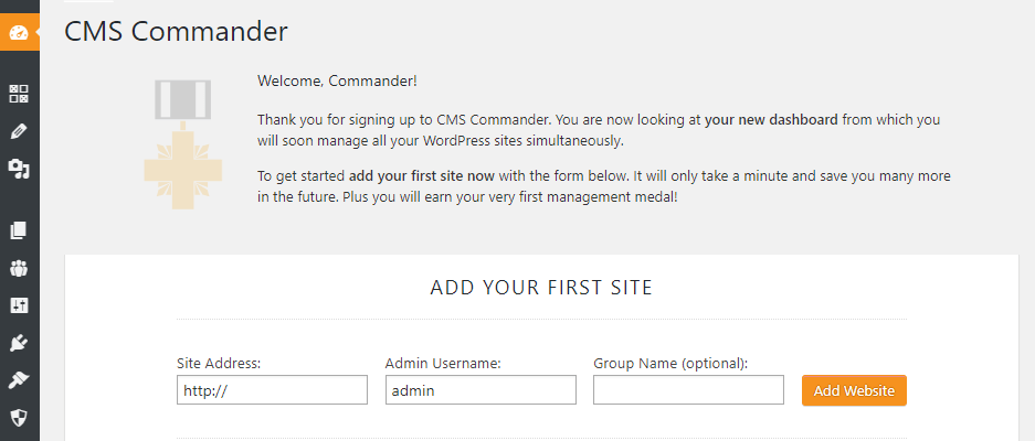 Aggiunta di un nuovo sito web al CMS commander per gestire più siti web WordPress.