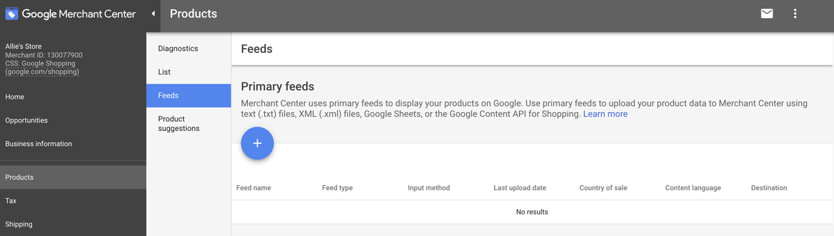 feed automatici e manuali dei prodotti nel merchant center di Google
