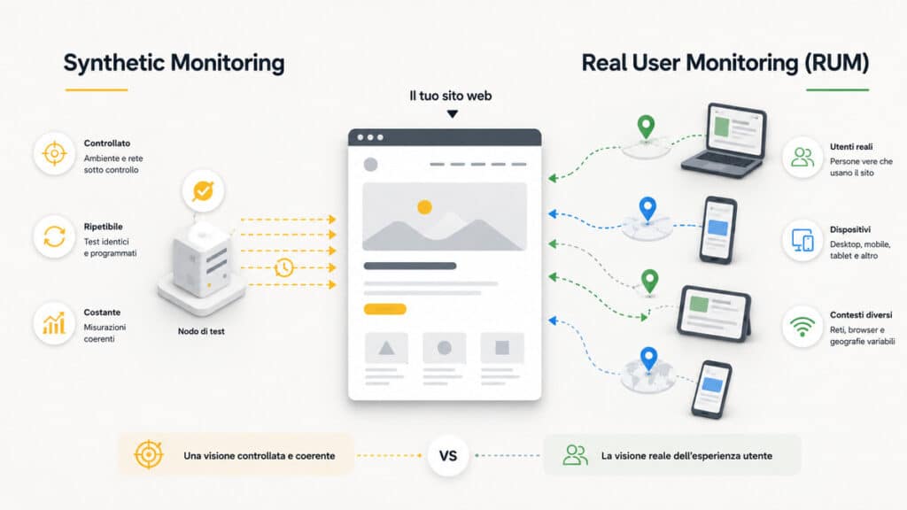 Pingdom: guida completa al tool per testare, monitorare e ottimizzare le prestazioni del tuo sito web 1 Differenza tra Synthetic Monitoring e Real User Monitoring di Pingdom