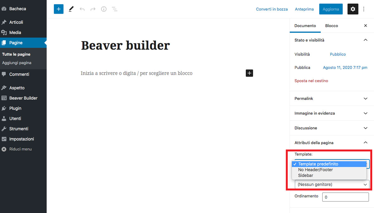 I template di Beaver Builder Theme
