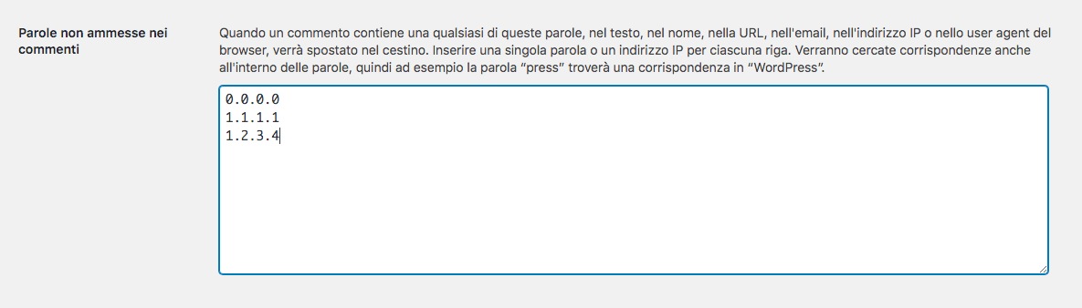 Come aggiungere indirizzi IP all'elenco di blocco dei commenti in WordPress