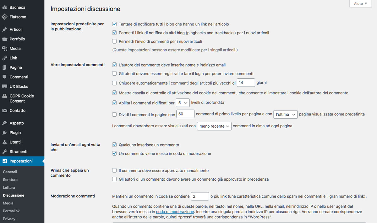 Come accedere alle impostazioni della discussione in WordPress