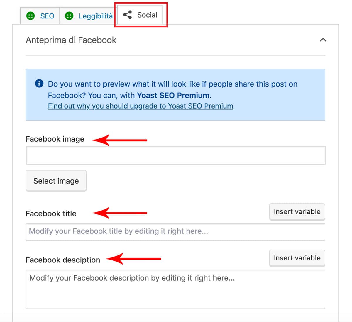 La modifica dei tag Open Graph in Yoast SEO