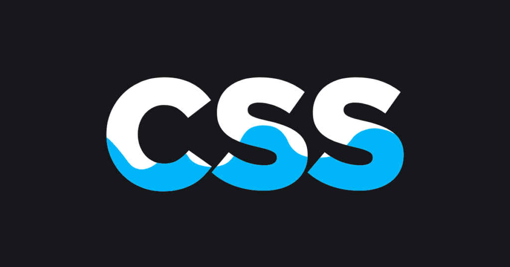 Logo CSS stilizzato con effetto acqua su sfondo nero, simbolo del web design e dello sviluppo frontend