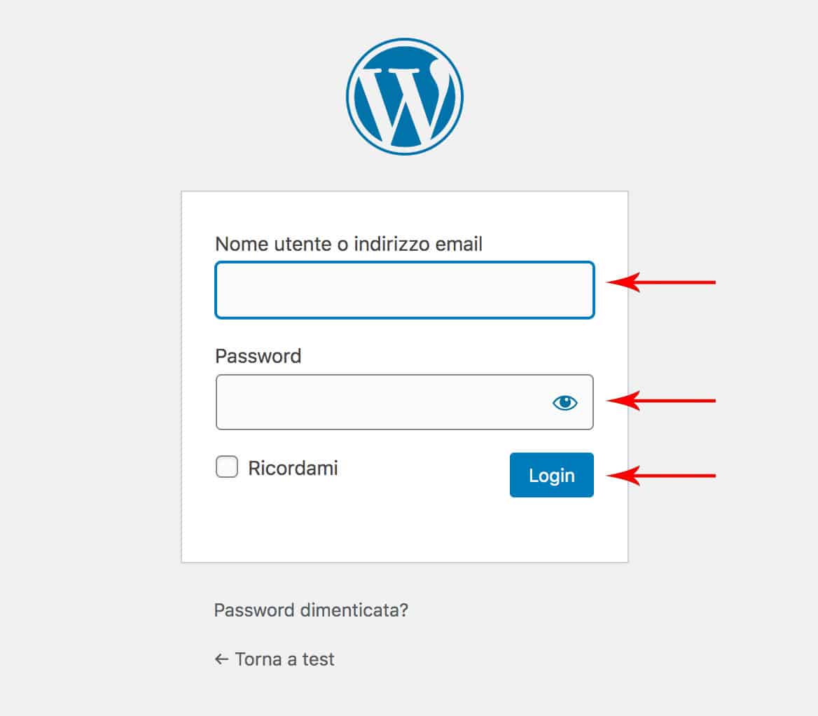 Accedi a WordPress