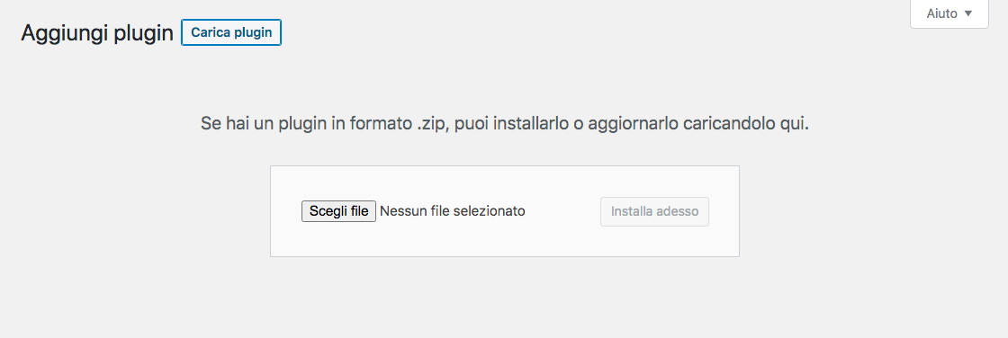 aggiorna i plugin caricando i file zip