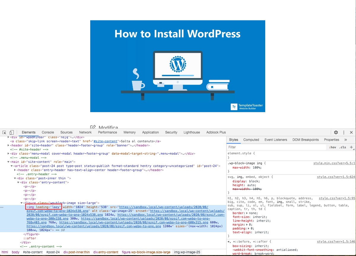 lazy loading di WordPress 5.5