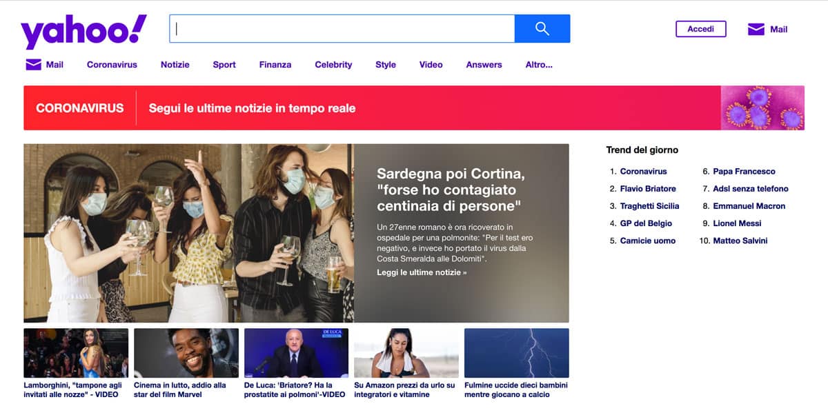 yahoo motore di ricerca alternativo a Google