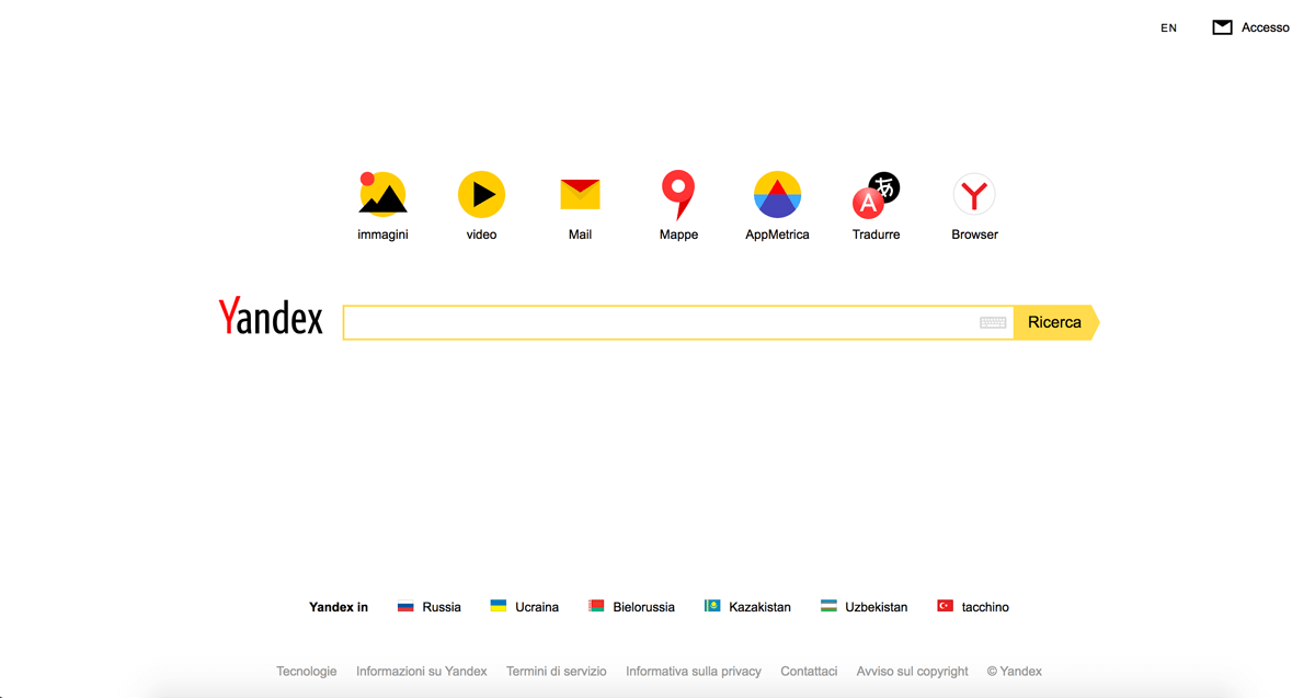 Yandex, motore di ricerca alternativo a Google