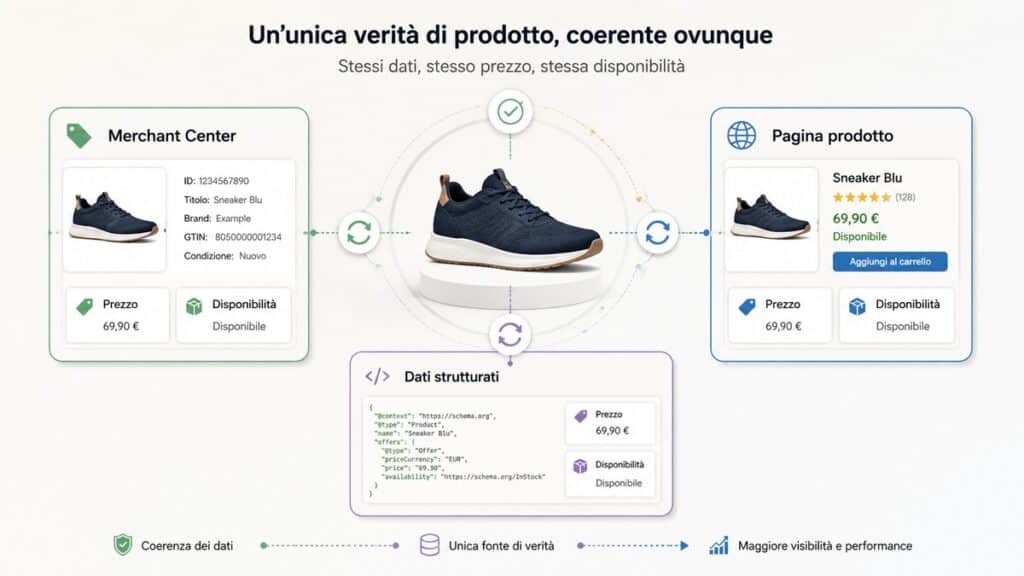 Google Shopping: cos’è, come funziona e come vendere con Merchant Center 2 Coerenza dei dati prodotto tra Merchant Center, pagina prodotto e dati strutturati
