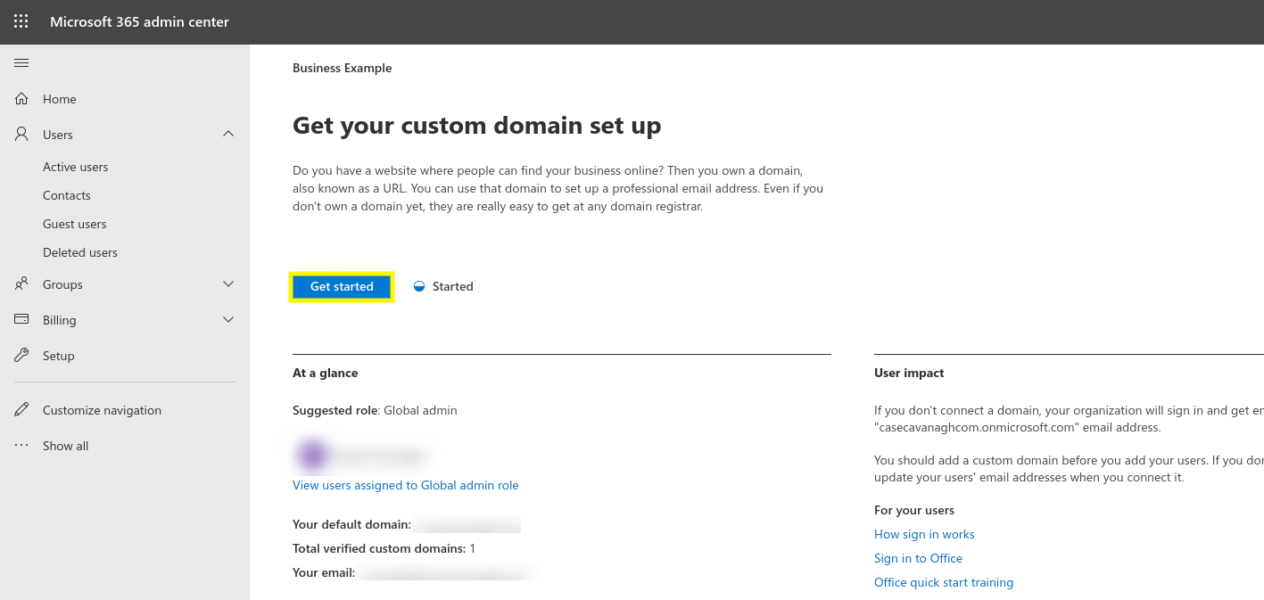 Configurazione di un dominio personalizzato con Microsoft 365