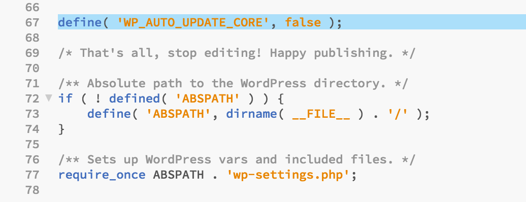Come aggiungere codice al file wp-config per disabilitare gli aggiornamenti automatici di WordPress