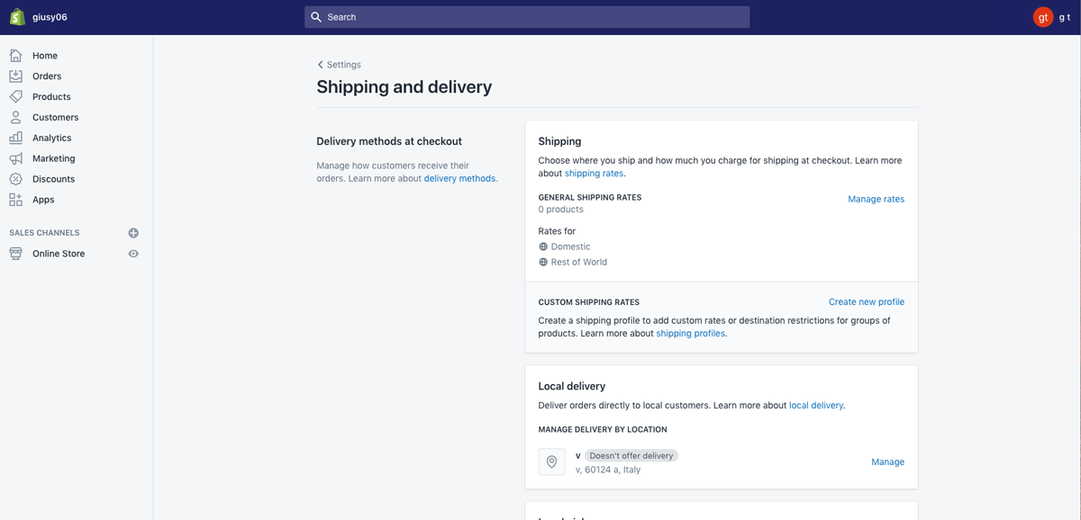 Tutorial di Shopify: spedizione e consegna