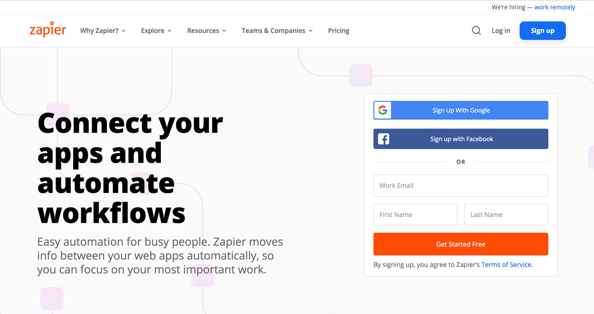 Piattaforma di marketing automation Zapier