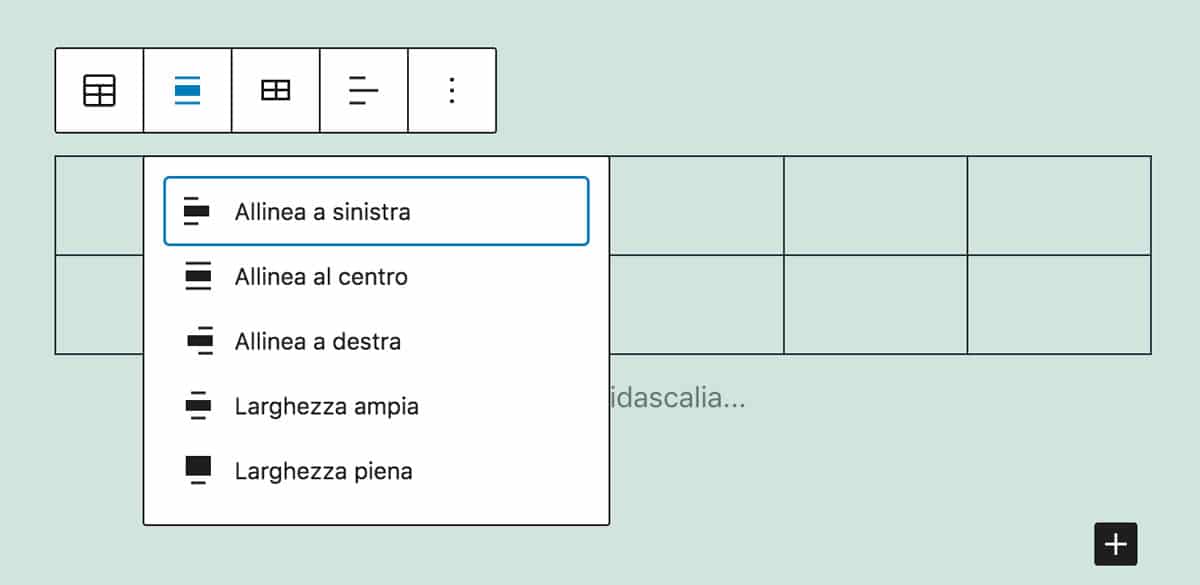 Allineamento della tabella