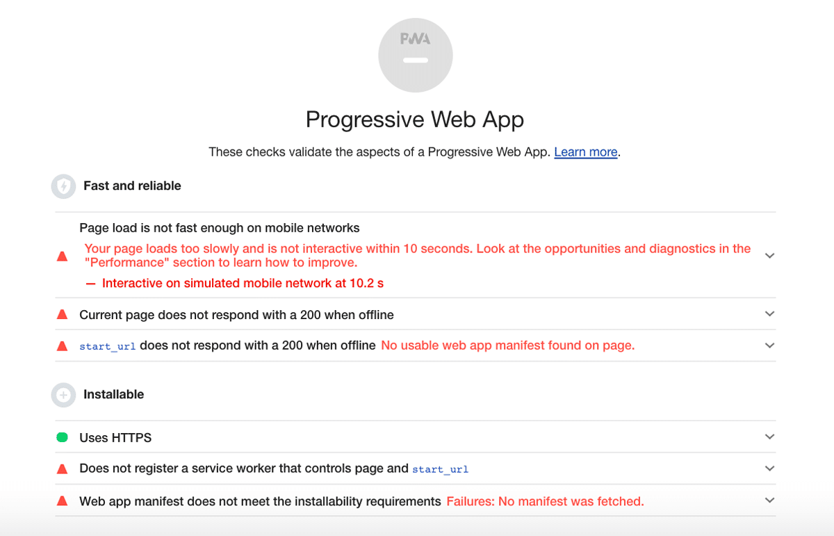 Panoramica web app progressiva