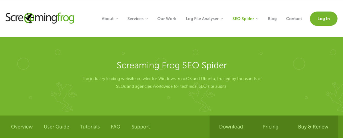 Lo strumento Screaming Frog SEO Spider.